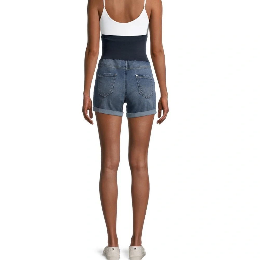 Maternity Denim Shorts with Full Panel - Picture 6 of 6